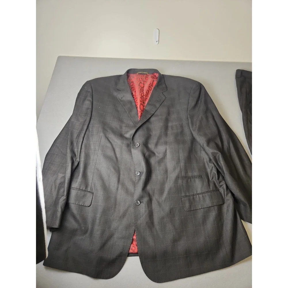 Mecca 2 Piece Dark Brown Suit Glen Check Pattern Sz52